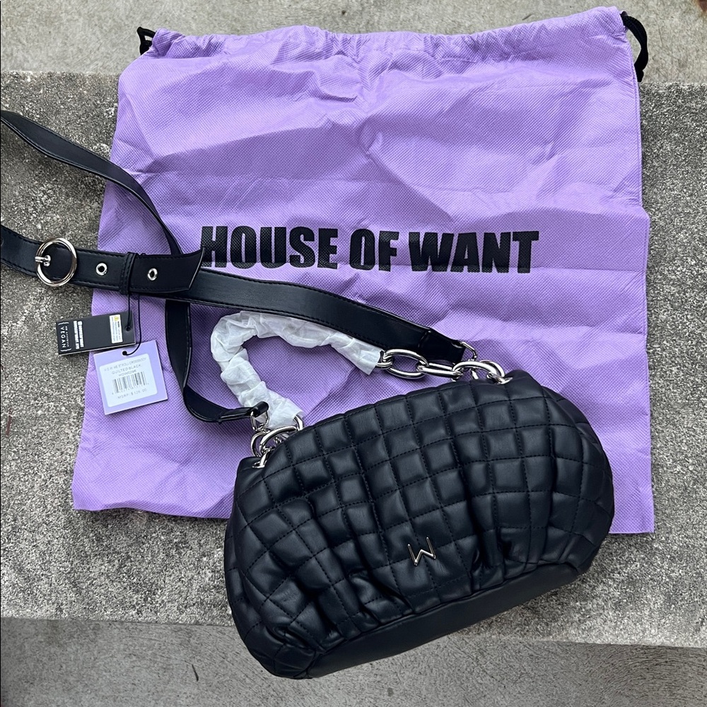House of Want WE STROLL CROSSBODY Quilted Black